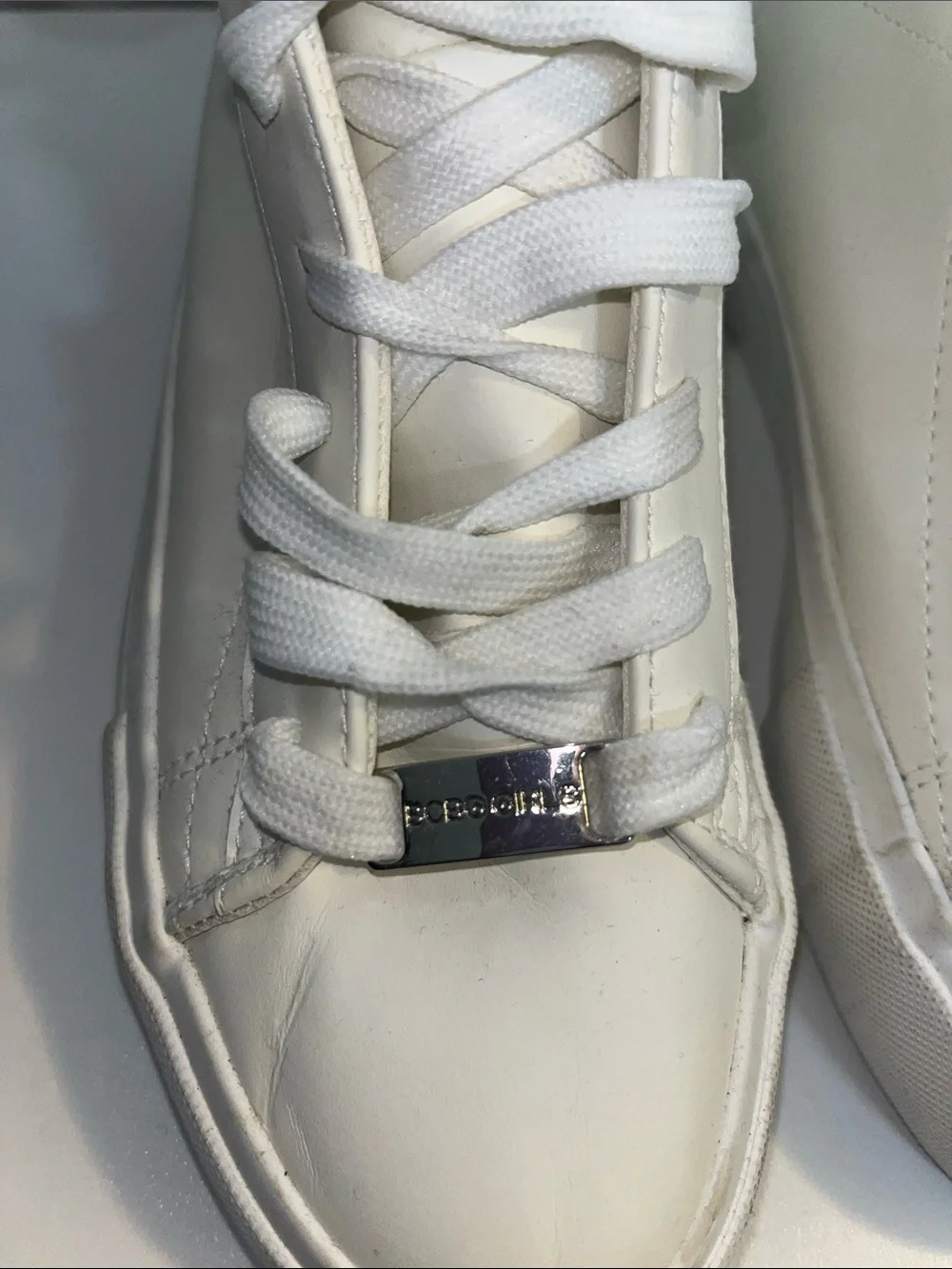 BCBGirls Big Girl Sz 3 White High-Top Sneakers w/ Rhinestones, Call Outs